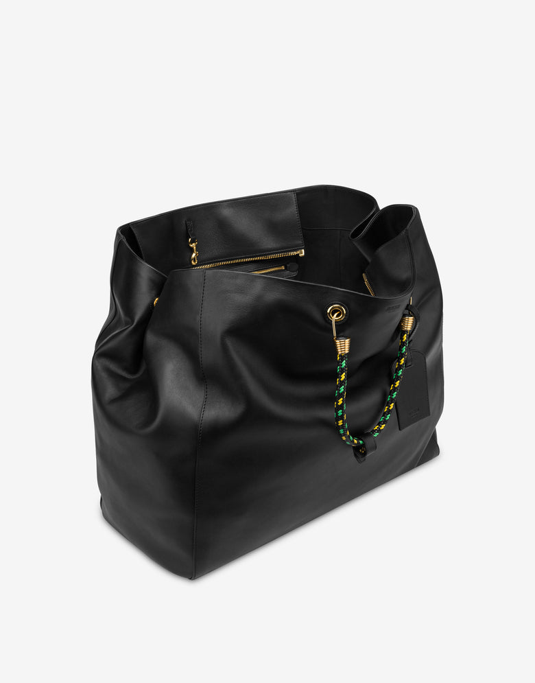 大号小牛皮购物袋 黑色 Moschino 2
