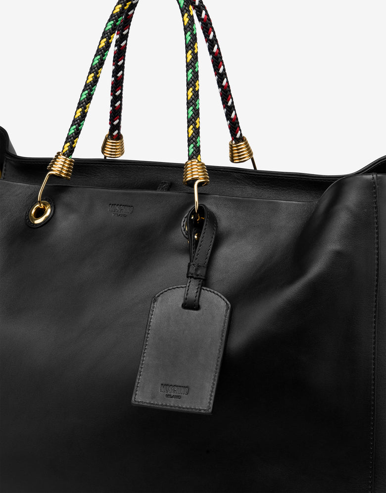 大号小牛皮购物袋 黑色 Moschino 3