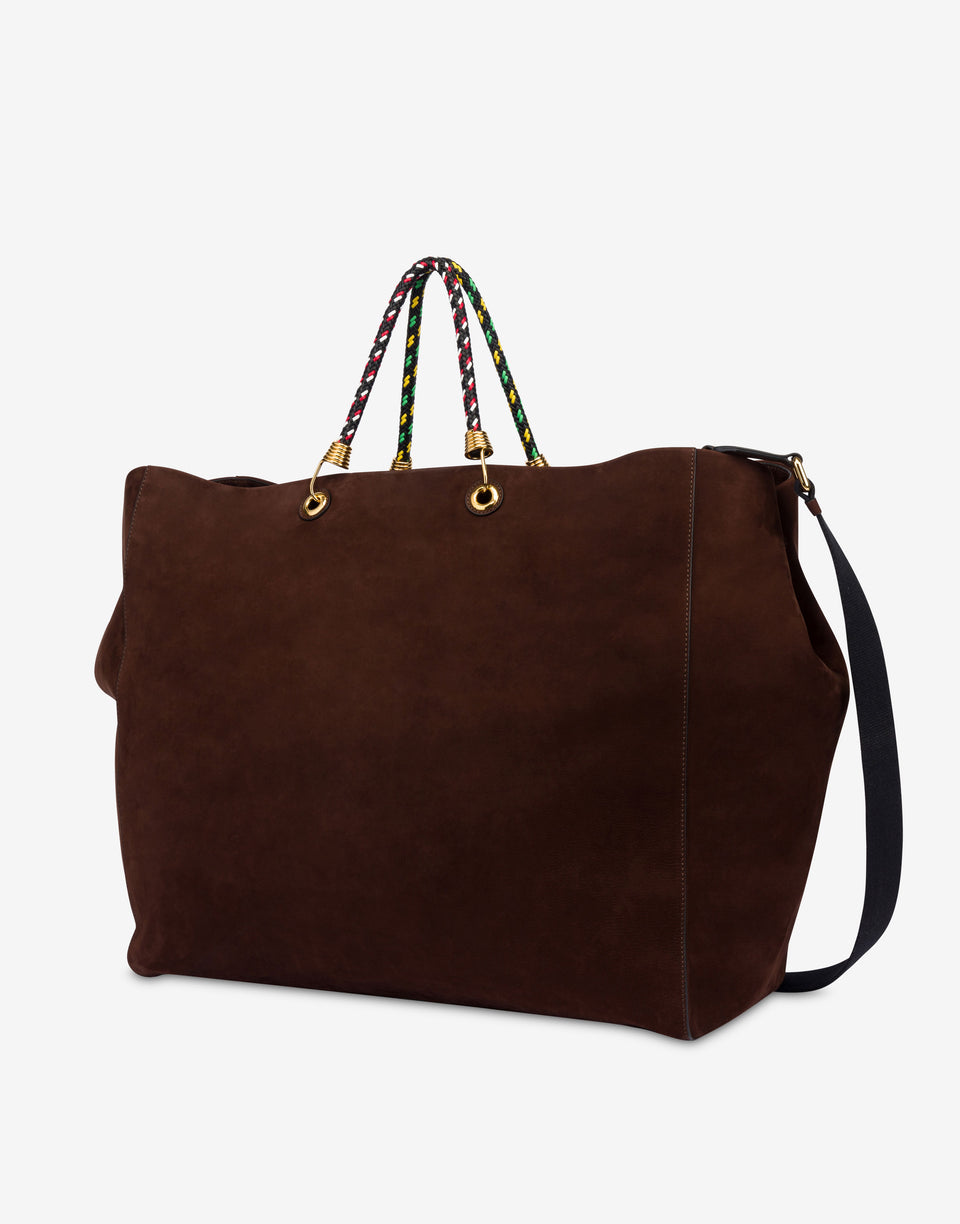 Large Braided Cord Suede Shopper Dark brown Moschino 1