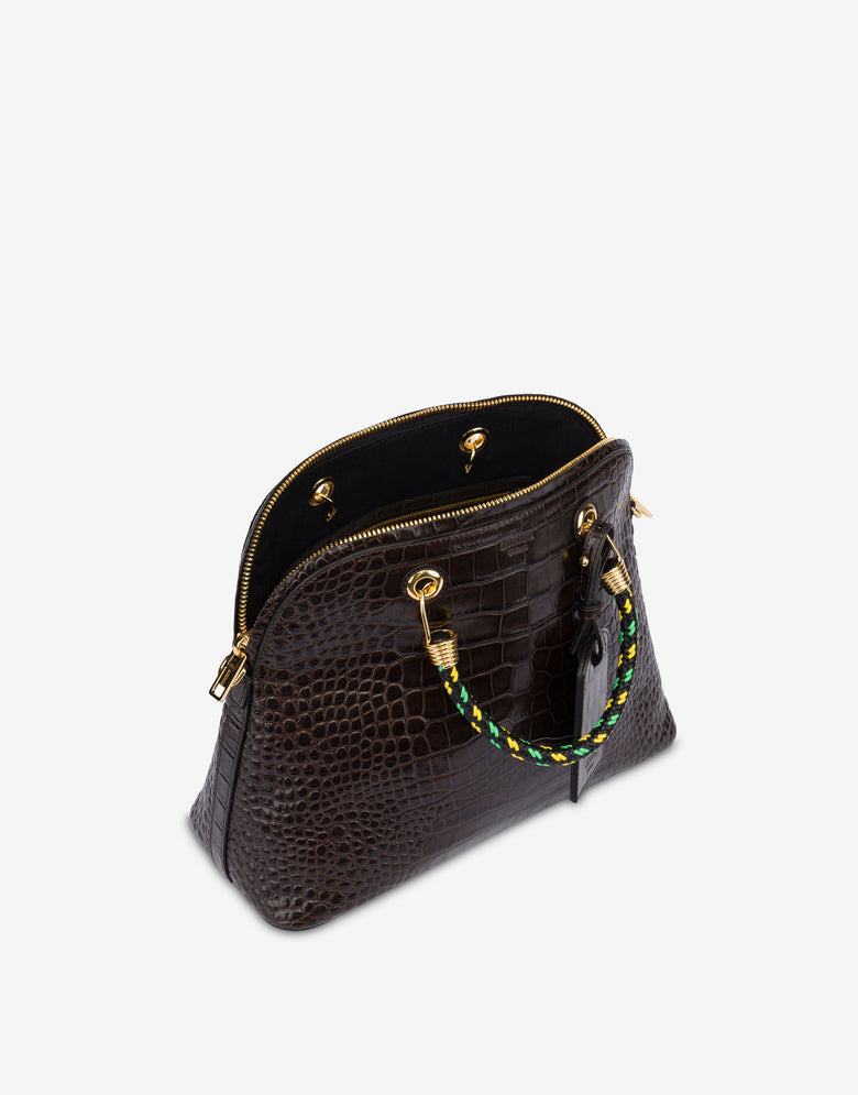 Bolso con estampado de cocodrilo Braided Cord Marrón oscuro Moschino 2