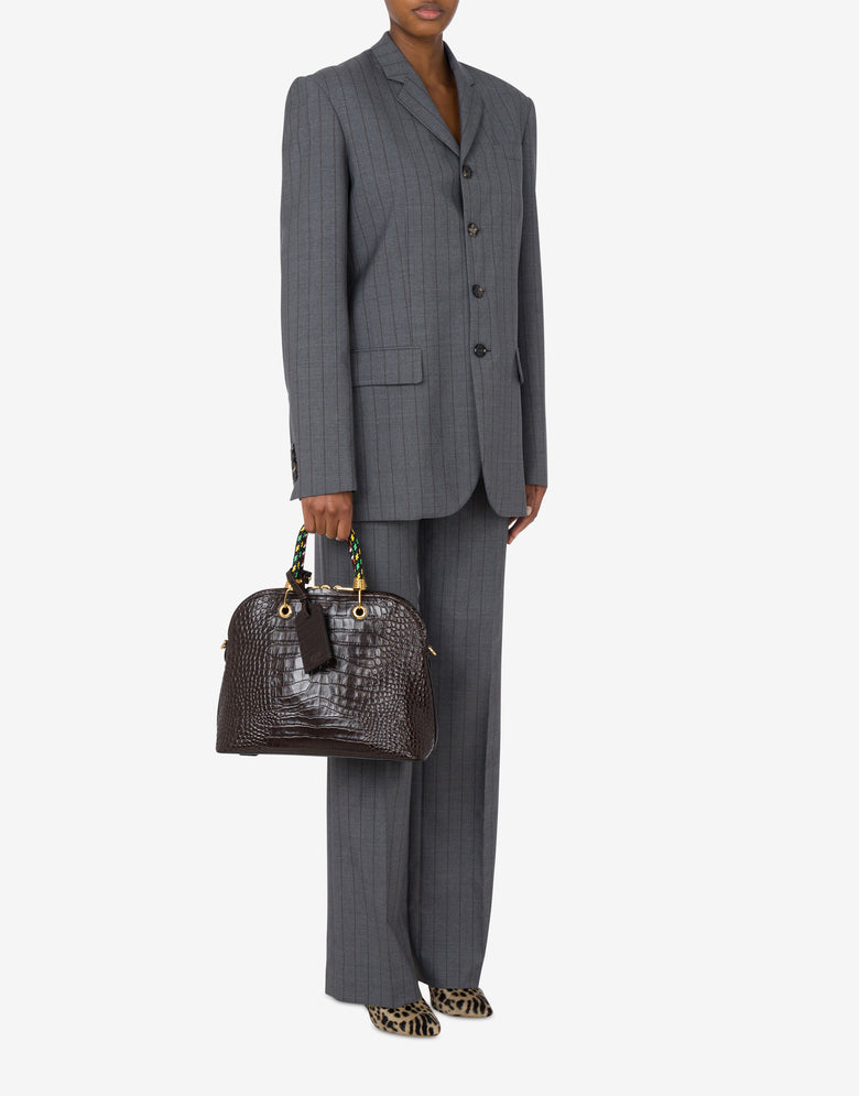 Bolso con estampado de cocodrilo Braided Cord Marrón oscuro Moschino 4