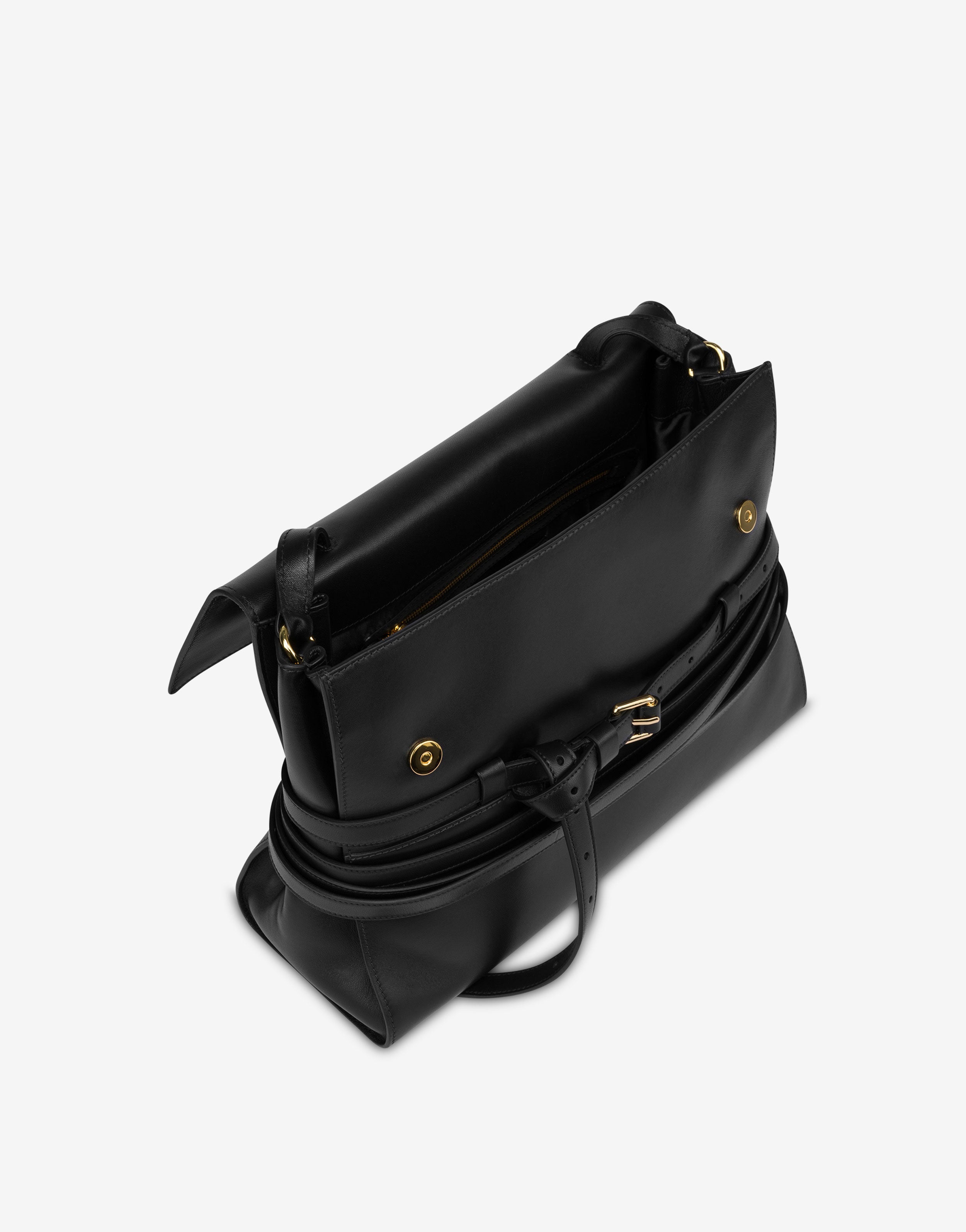 MOSCHINO レザー手袋 黒 Moschino Tie Me bag Medium | Moschino