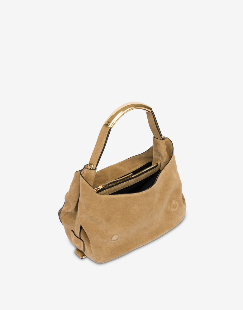 Braided Suede Handle Me Bag Beige Moschino 2