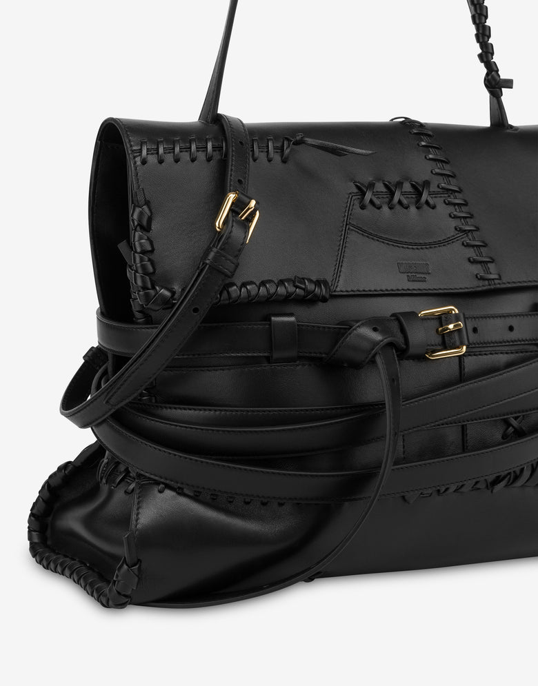 Bolso Moschino Tie Me con costura Medium Negro Moschino 3