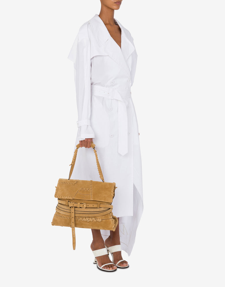 Moschino Tie Me bag in suede with stitching Medium Beige Moschino 4