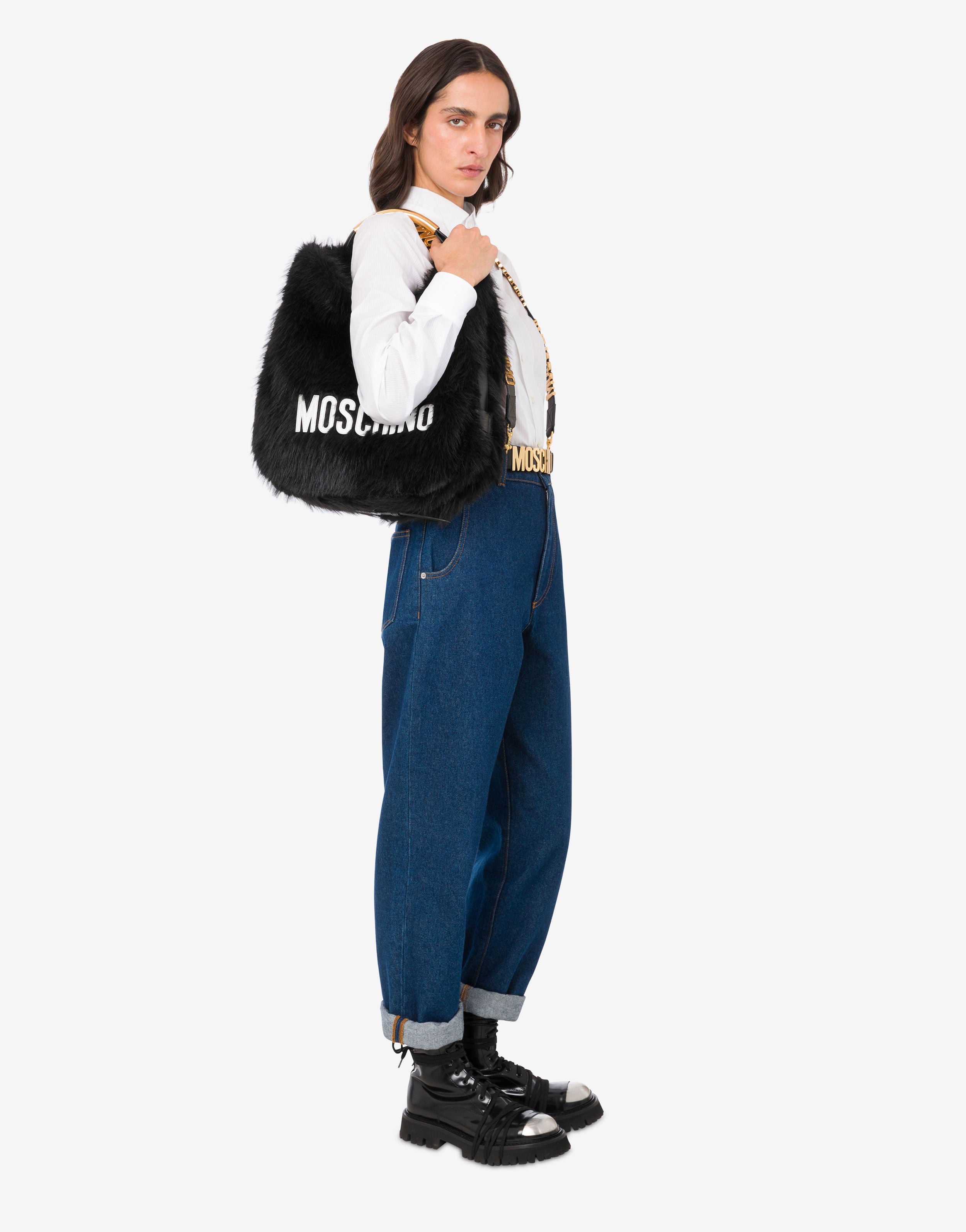 ☆最終SALE☆ MOSCHINO ブラックベルベットバッグ Moschino Handle Me Medium Bag | Moschino