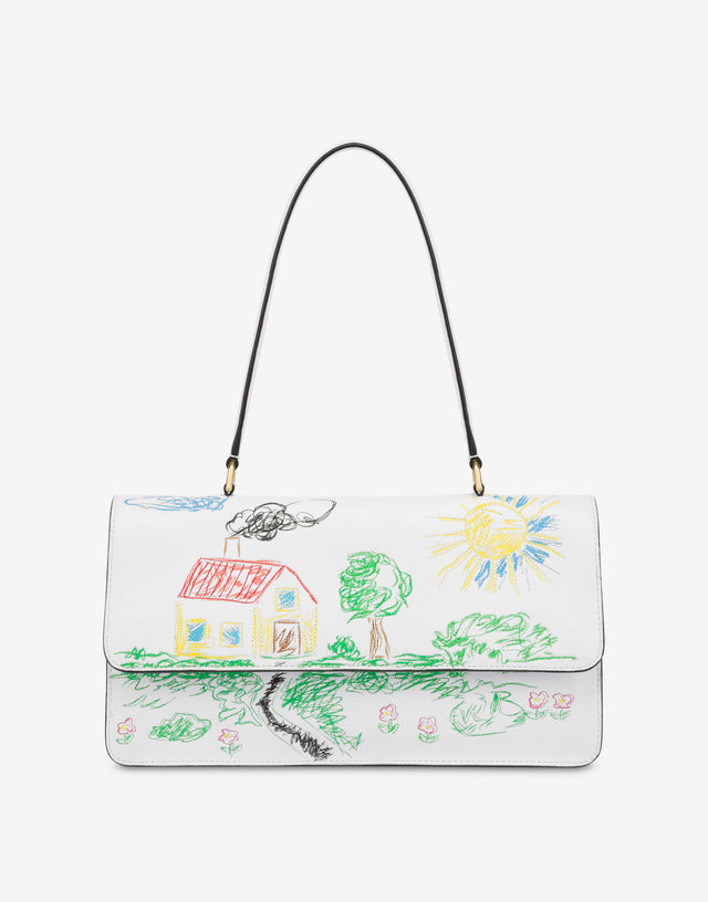 Bandolera de napa Dibujos Blanco Moschino 0