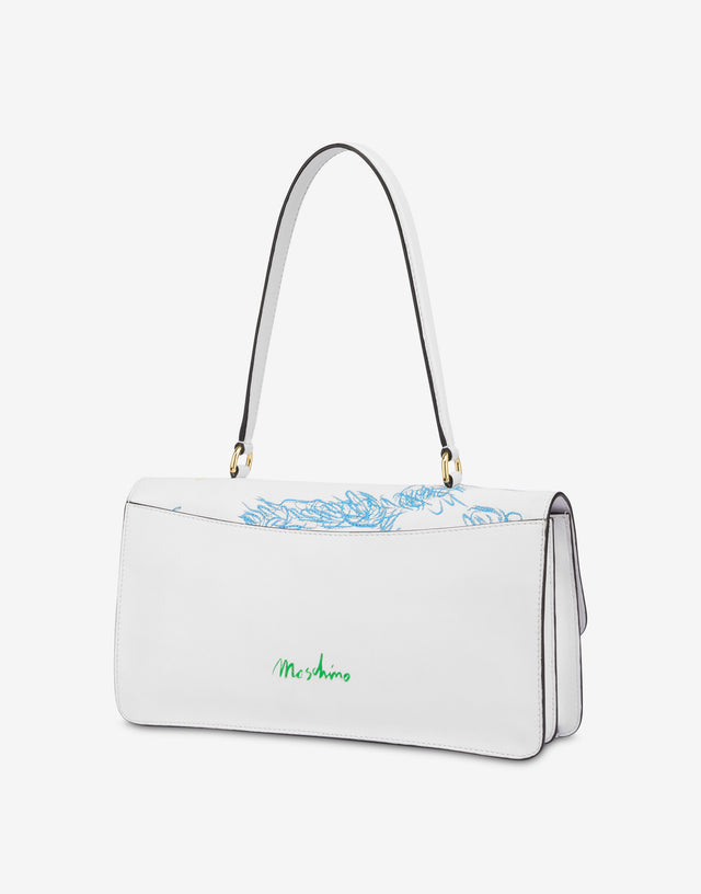 Bandolera de napa Dibujos Blanco Moschino 1