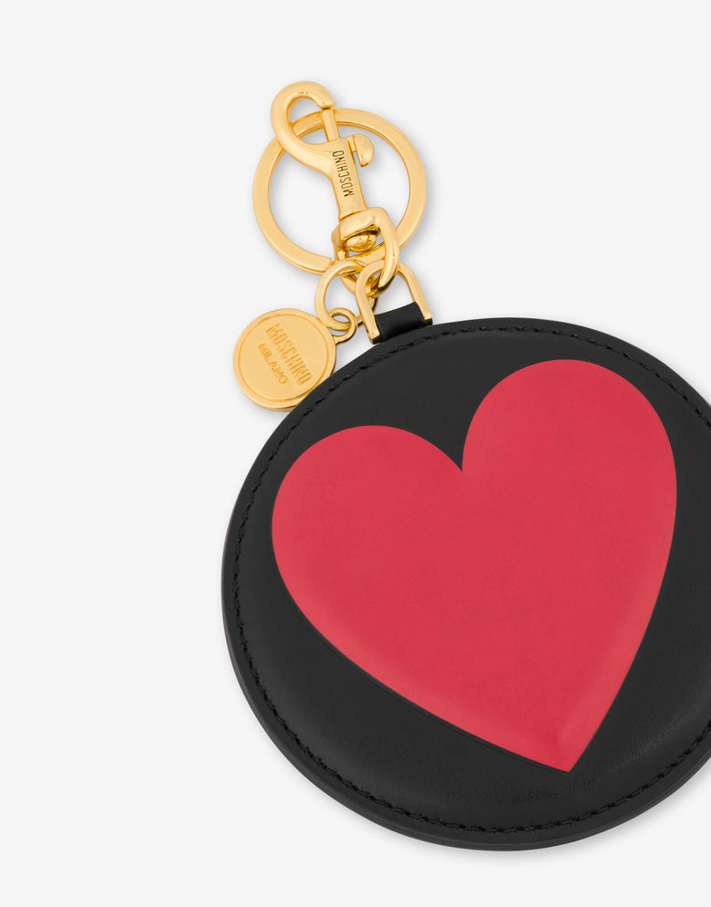Big Heart calfskin keychain Black Moschino 2