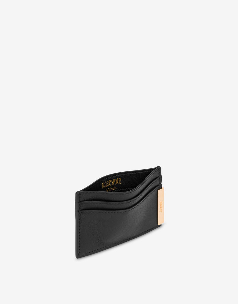 Calf Metal Plaque Cardholder Black Moschino 2