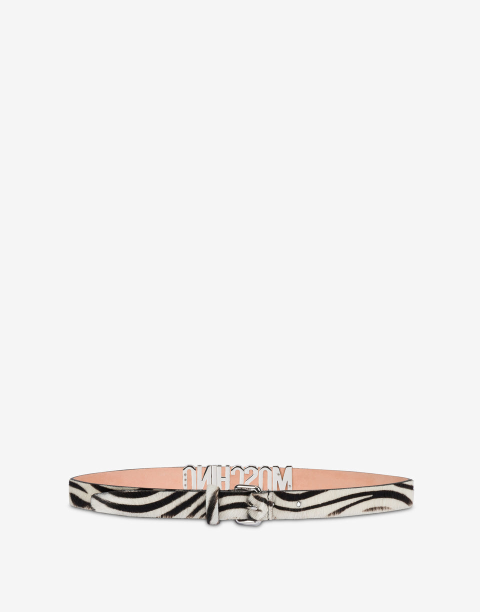 Cinturón de piel de becerro con letras «Zebra» Negro Moschino 0