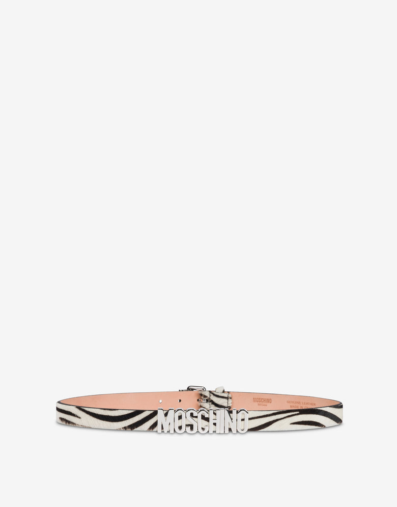 Cinturón de piel de becerro con letras «Zebra» Negro Moschino 1
