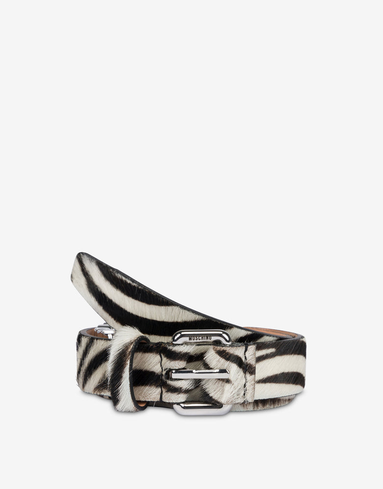 Cinturón de piel de becerro con letras «Zebra» Negro Moschino 3
