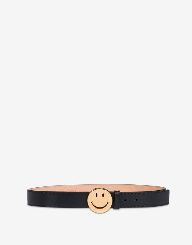 "Smile" Calfskin Belt Black Moschino 0