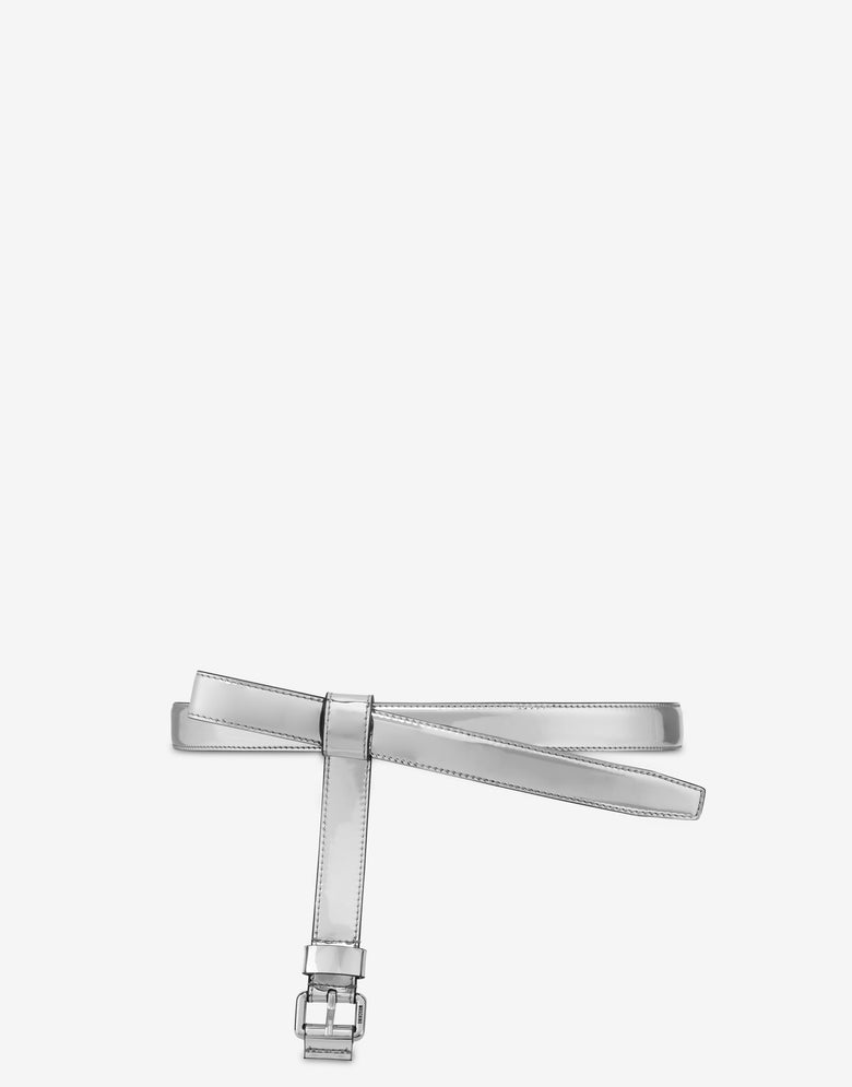 Cinturón de tela de espejo Plata Moschino 1