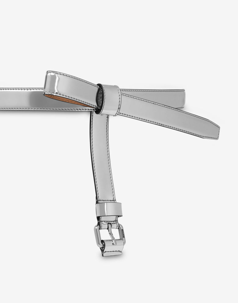 Cinturón de tela de espejo Plata Moschino 2
