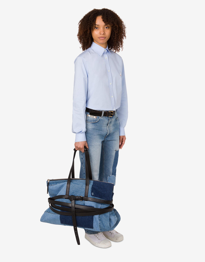 Moschino Tie Me 旅行包 蓝色牛仔布 Moschino 4