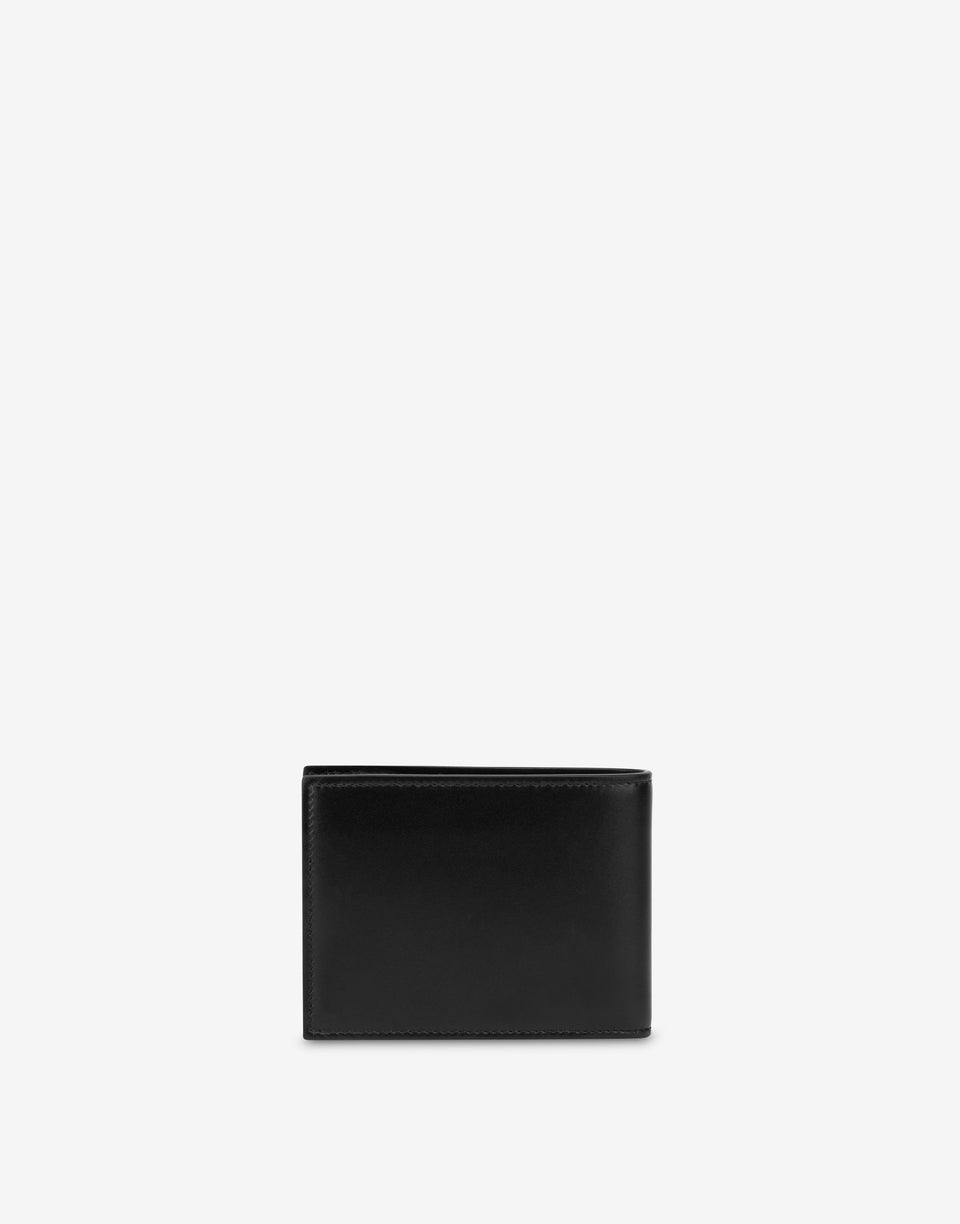 Cartera con solapa de piel de becerro Negro Moschino 1