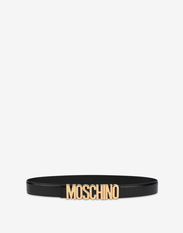 徽标刻字小牛皮腰带 黑色 Moschino 0