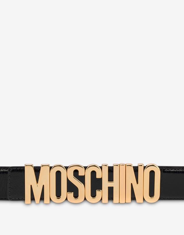徽标刻字小牛皮腰带 黑色 Moschino 1