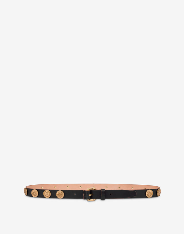 装饰牛皮腰带 黑色 Moschino 0