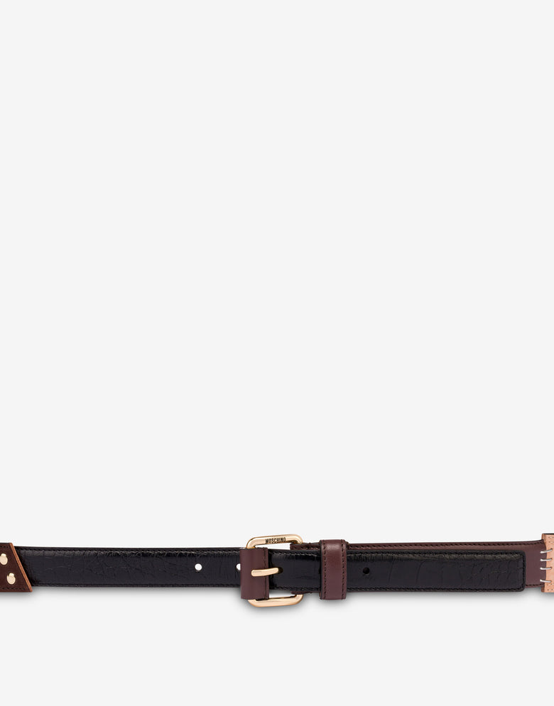 Calfskin and goatskin belt Brown Moschino 1