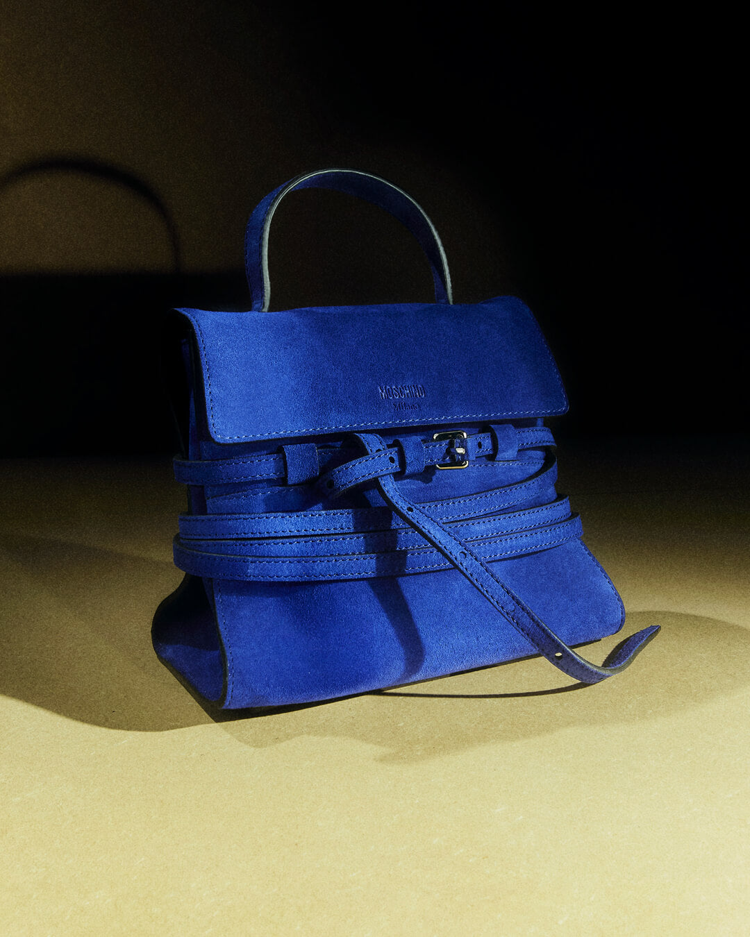Moschino TIE ME BAG BLUE SUEDE